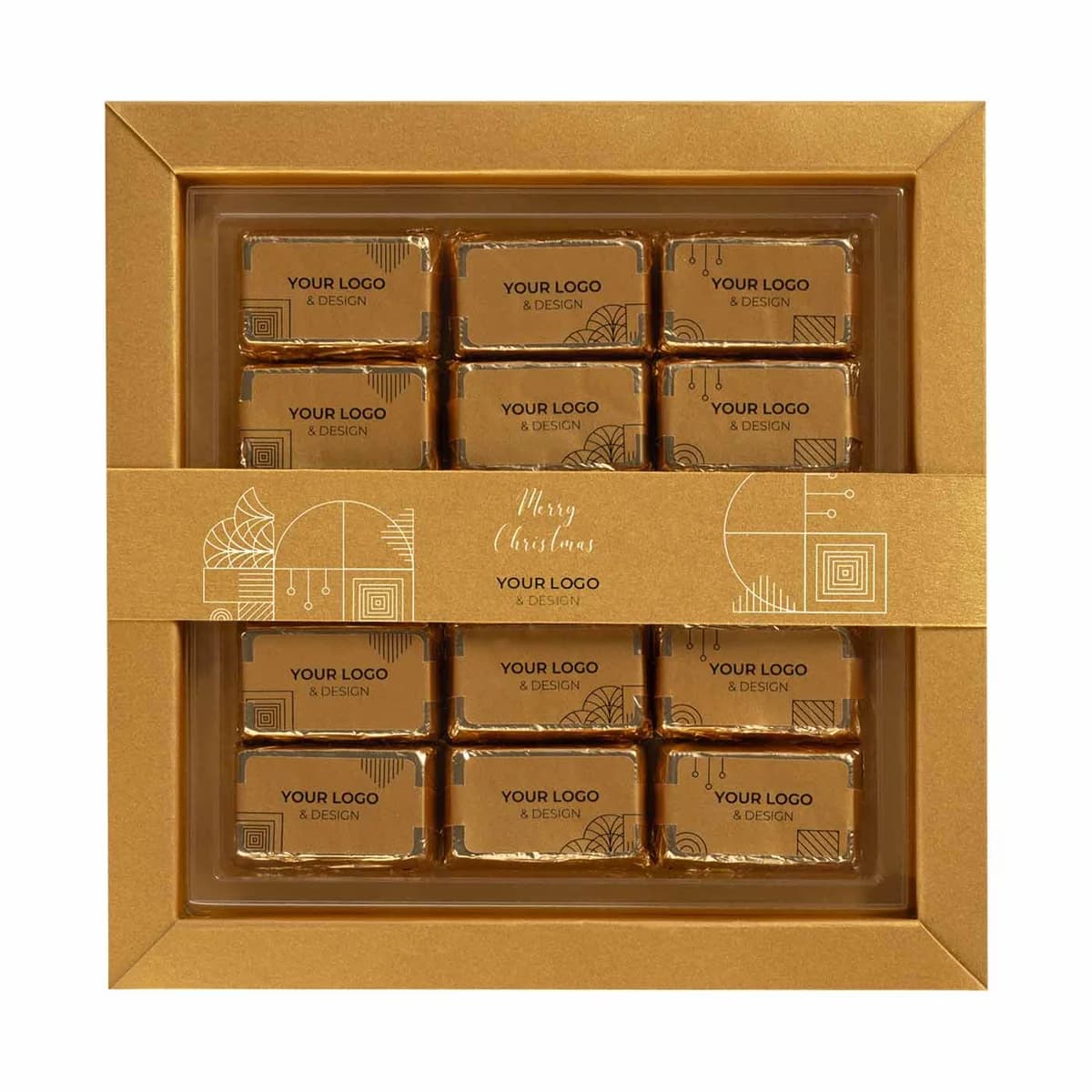 Decadence Gold Bar Grande Collection with 15 gold bar-shaped pralines in a branded box