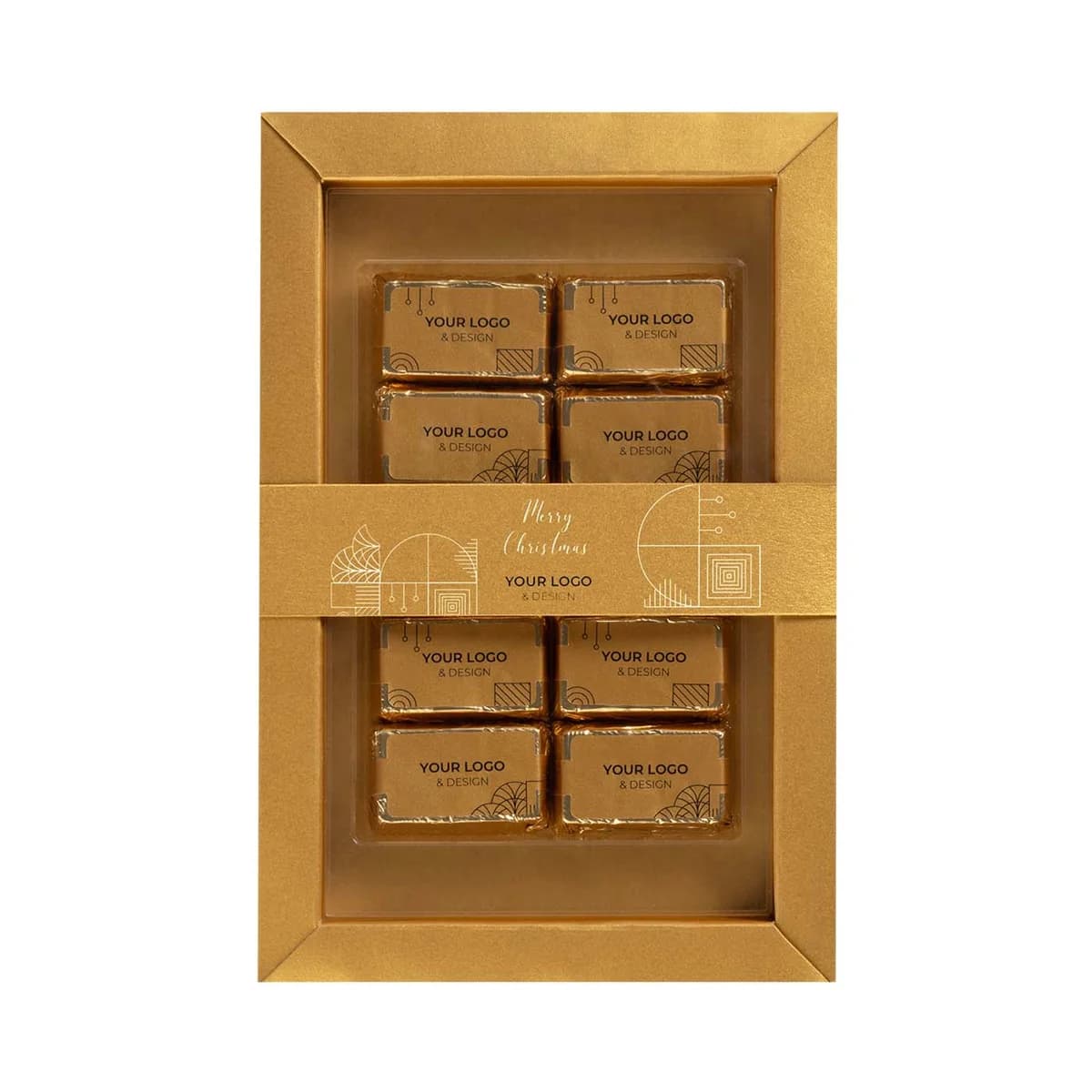 Decadence Gold Bar Medium Collection with 10 gold bar-shaped pralines in a branded box